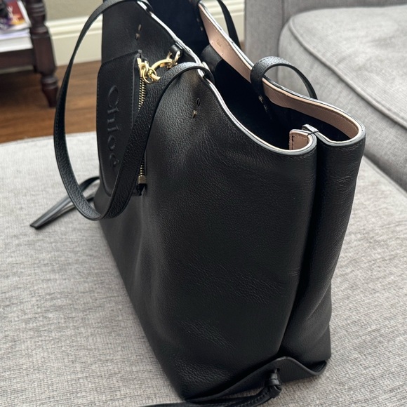 Chloe Black Leather Sense Tote Bag - Picture 2 of 10